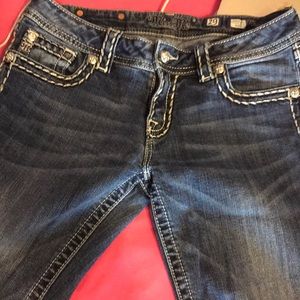 Blue with white stitching miss me jeans